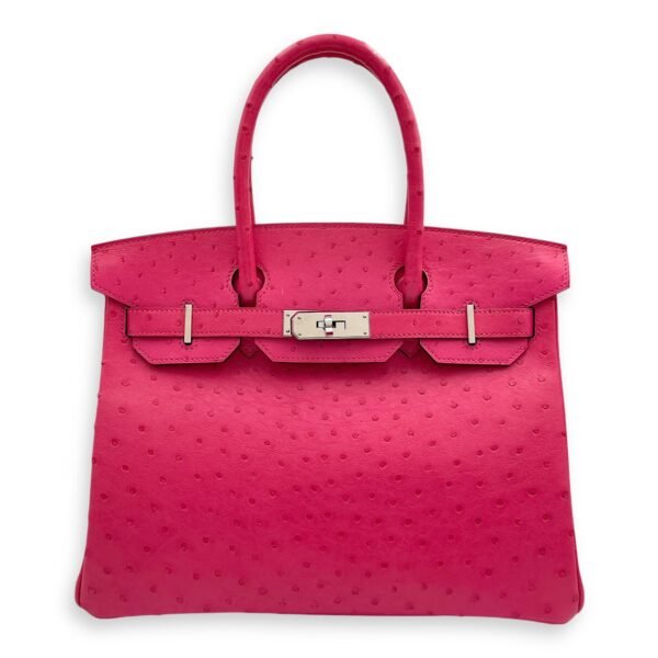 Birkin 30 Rose Tyrien in Ostrich, Palladium hardware