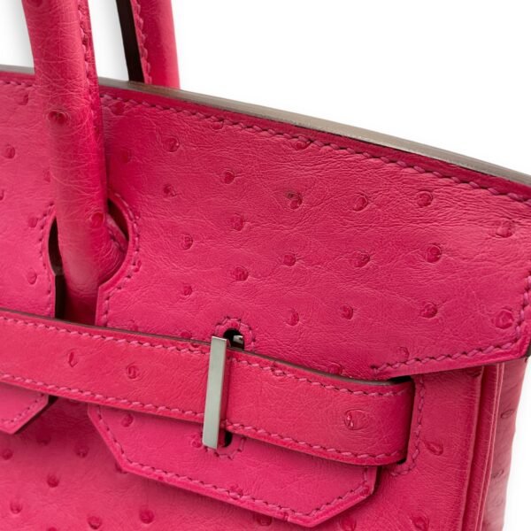 Birkin 30 Rose Tyrien in Ostrich, Palladium hardware - Image 8