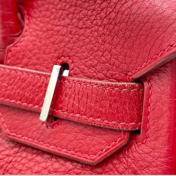Birkin 30 Rouge Vif in Clemence, Silver hardware - Image 10