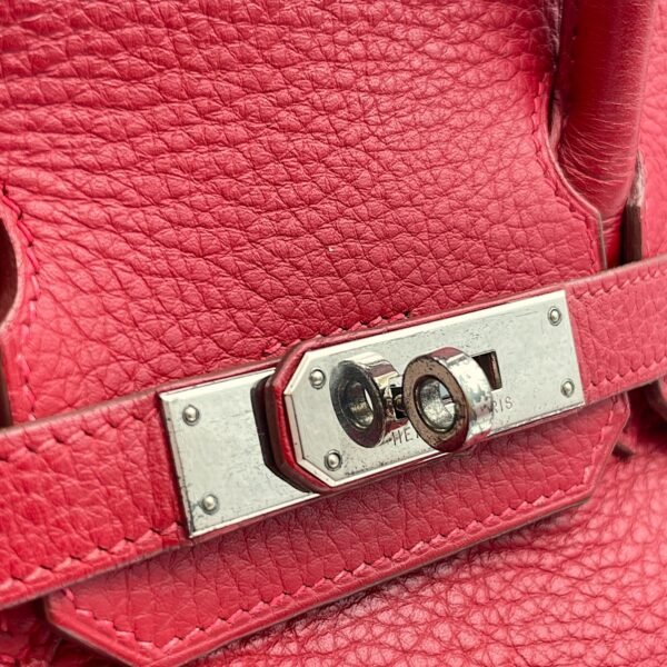 Birkin 30 Rouge Vif in Clemence, Silver hardware - Image 7
