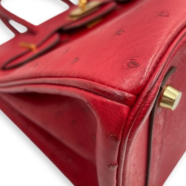 Birkin 30 Rouge Vif in Ostrich, Gold hardware - Image 10