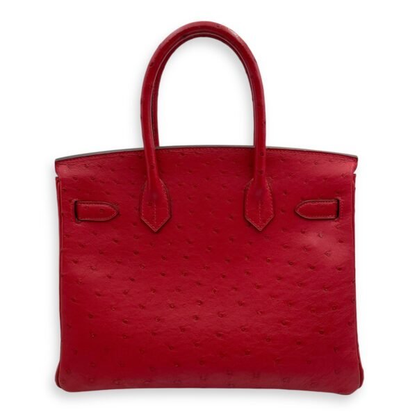 Birkin 30 Rouge Vif in Ostrich, Gold hardware - Image 2