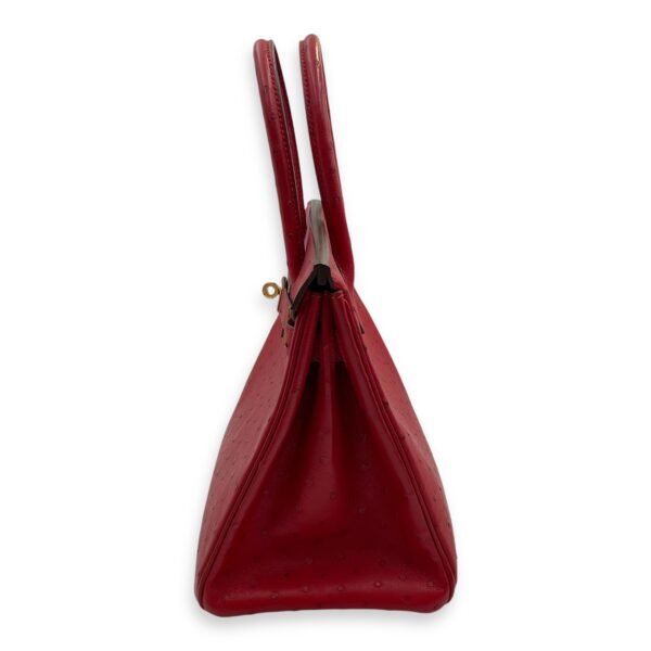 Birkin 30 Rouge Vif in Ostrich, Gold hardware - Image 4