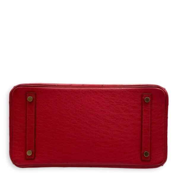 Birkin 30 Rouge Vif in Ostrich, Gold hardware - Image 5