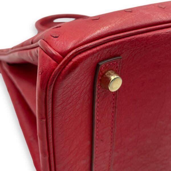Birkin 30 Rouge Vif in Ostrich, Gold hardware - Image 8