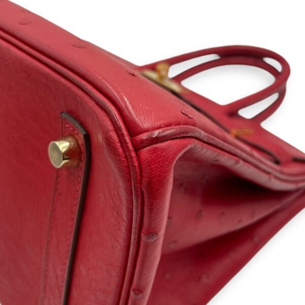 Birkin 30 Rouge Vif in Ostrich, Gold hardware - Image 9