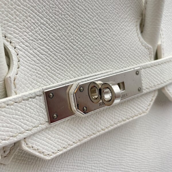 Birkin 30 White in Epsom, Palladium hardware - Image 13