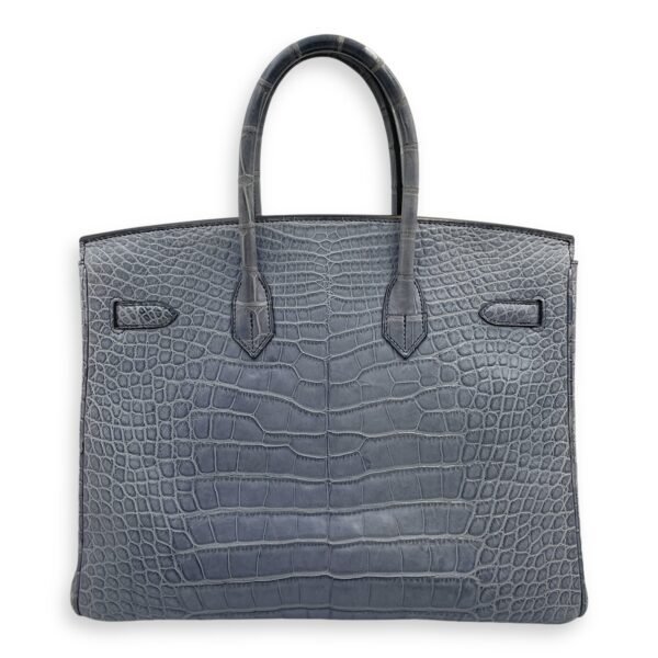 Birkin 35 Blue Brighton in Matte Alligator, Palladium hardware - Image 2