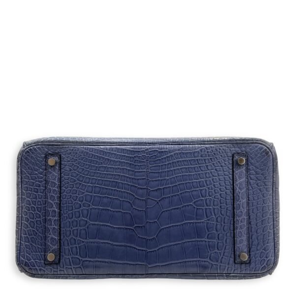 Birkin 35 Blue Brighton in Matte Alligator, Palladium hardware - Image 5