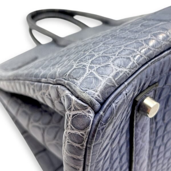 Birkin 35 Blue Brighton in Matte Alligator, Palladium hardware - Image 9