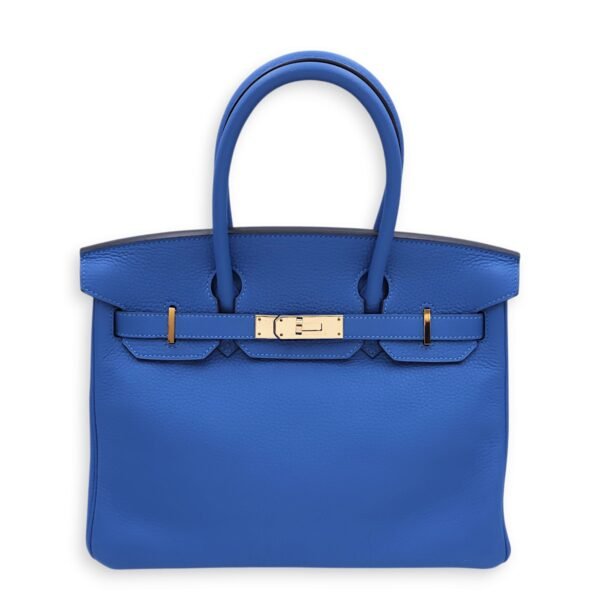 Birkin 30 Blue Mykonos in Togo, Gold hardware