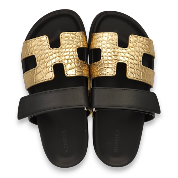 Chypre 36 Vert Dore Fonce Metallise Sandals in Calfskin