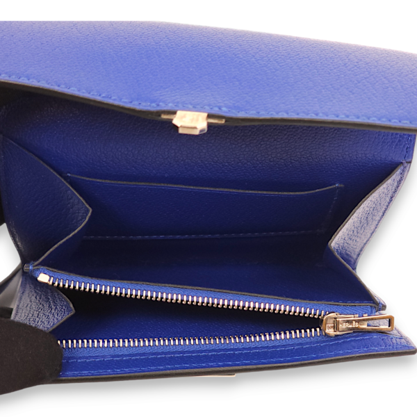 Cinhetic Mini Blue Electric Wallet in Chevre Mysore, Palladium hardware - Image 3
