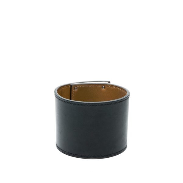 Collier De Chien Small Black in Box Calfskin, Silver hardware - Image 3