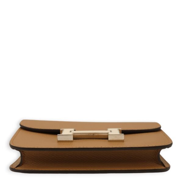 Consrance Slim Brown Wallet in Epsom, Enamel hardware - Image 5