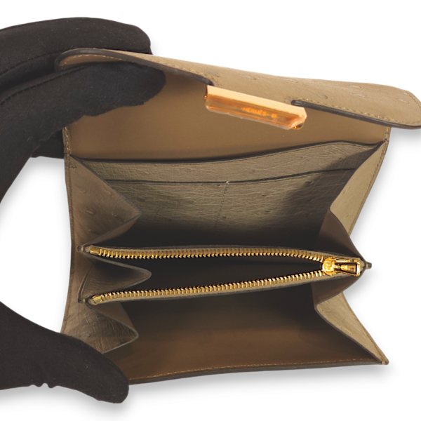 Constance Asphalt Gris Asphalt Wallet in Ostrich, Rose Gold hardware - Image 3