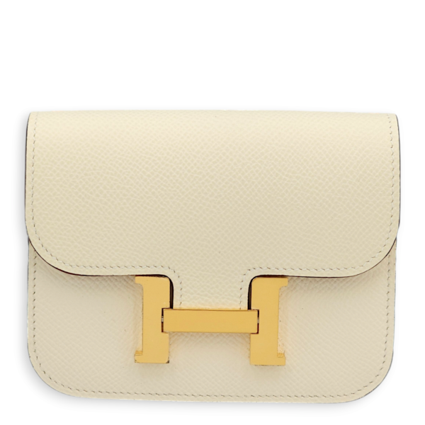 Constance Slim Nata Wallet in Epsom, Gold hardware