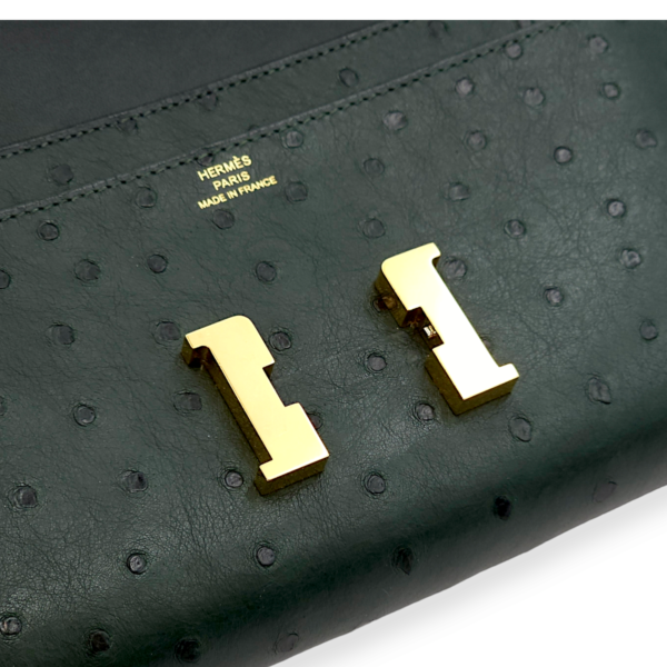 Constance Vert Titien Wallet in Ostrich, Gold hardware - Image 5