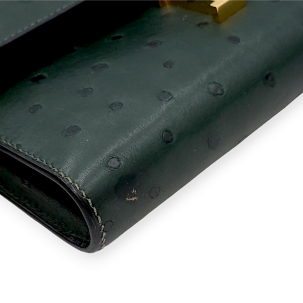 Constance Vert Titien Wallet in Ostrich, Gold hardware - Image 7