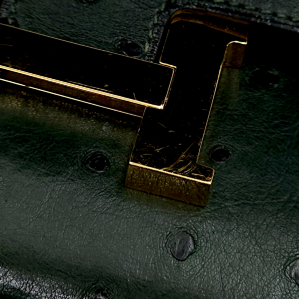 Constance Vert Titien Wallet in Ostrich, Gold hardware - Image 9