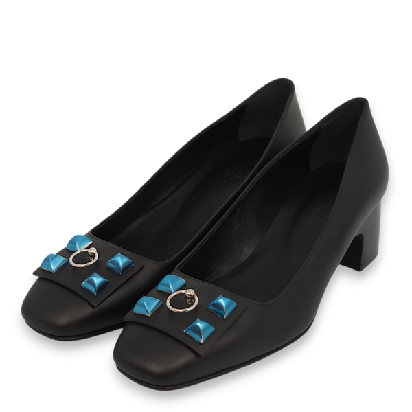 Escarpin 39.5 Black Heels in Calfskin, Palladium hardware - Image 2