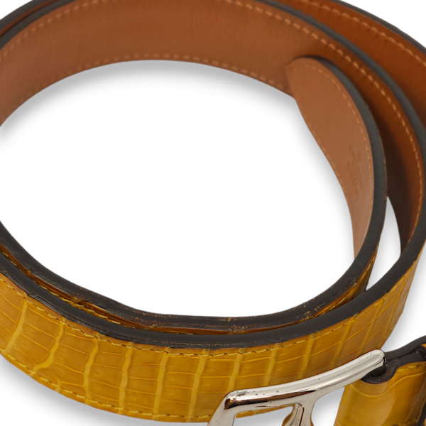 Etriviere 85cm by 32mm Jaune Belt in Matte Porosus, Palladium hardware - Image 2