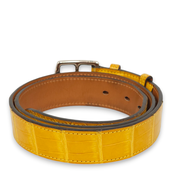 Etriviere 85cm by 32mm Jaune Belt in Matte Porosus, Palladium hardware - Image 3