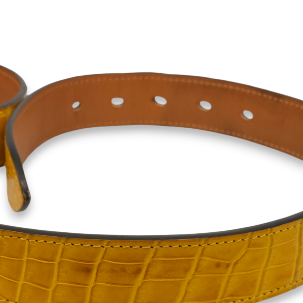 Etriviere 85cm by 32mm Jaune Belt in Matte Porosus, Palladium hardware - Image 9