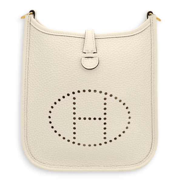 Evelyne Mini New White in Clemence, Gold hardware