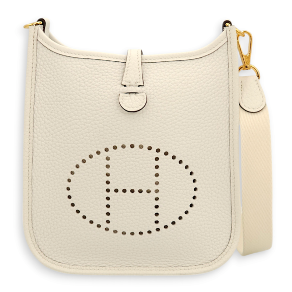 Evelyne Mini New White in Clemence, Gold hardware - Image 3