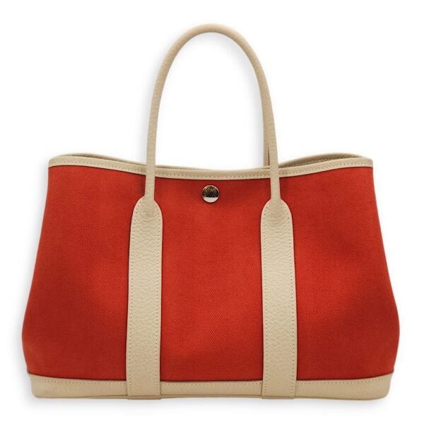 Garden Party 30 Rouge Duchesse/Craie in Toile/Vache Country, Palladium hardware - Image 3