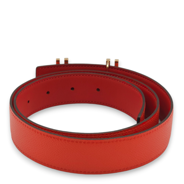 H Au Carre 32mm by 80cm Rouge Casaque/Rose Jaipur Belt in Epsom, Gold hardware - Image 2