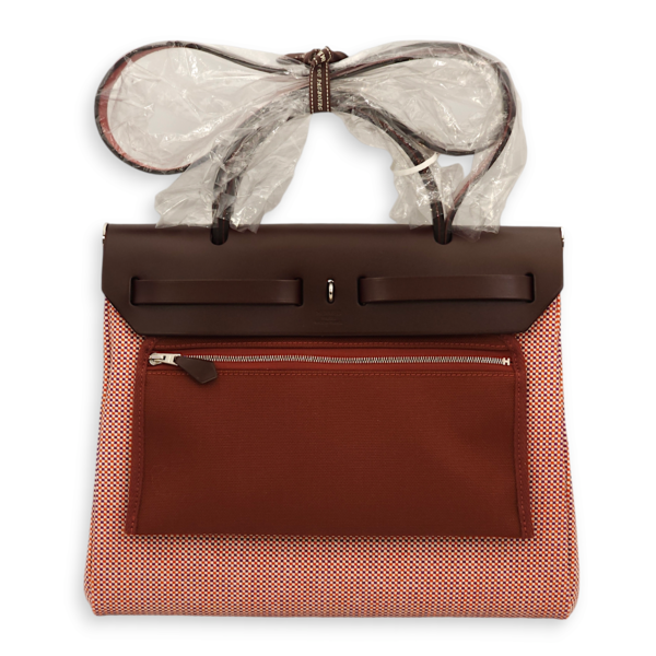 Herbag 31 Ecru/Brique/Anemone in Toile, Palladium hardware - Image 2