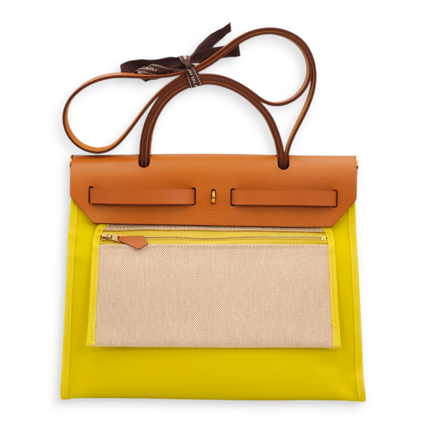 Herbag 31 Lime in Toile, Gold hardware - Image 2