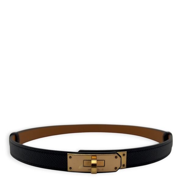 Kelly Black in Calfskin, Gold hardware