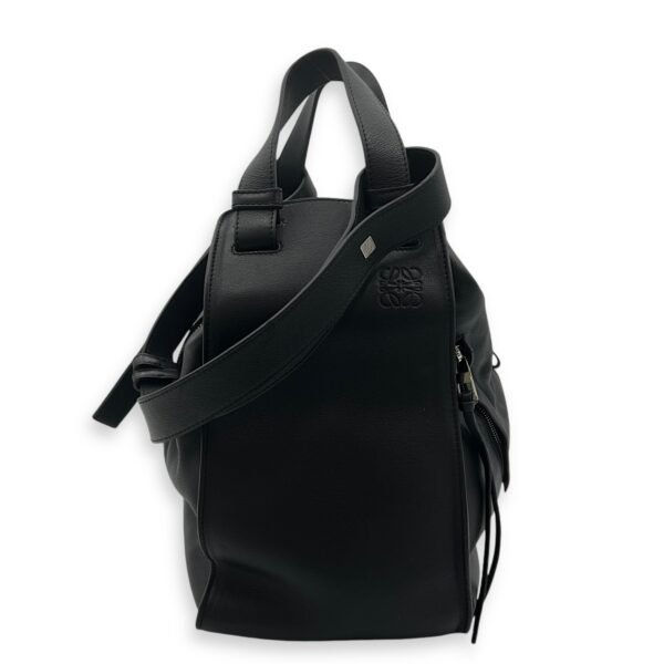 Hammock Medium Black Top Handle Bag in Calfskin, Silver hardware