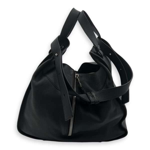Hammock Medium Black Top Handle Bag in Calfskin, Silver hardware - Image 2