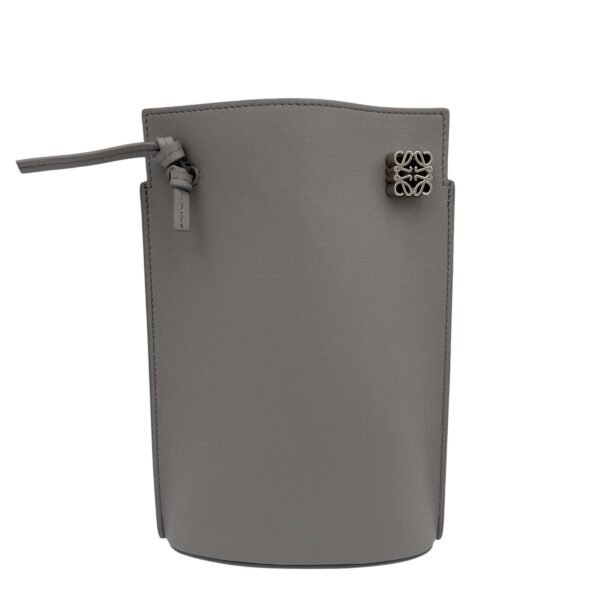 Dice Pocket Grey Crossbody Bag in Calfskin, Silver hardware