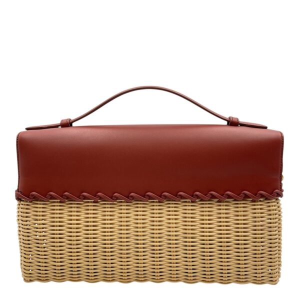 Extra Pocket L27 Brown Crossbody Bag in Wicker, Calf, Gold hardware - Image 2
