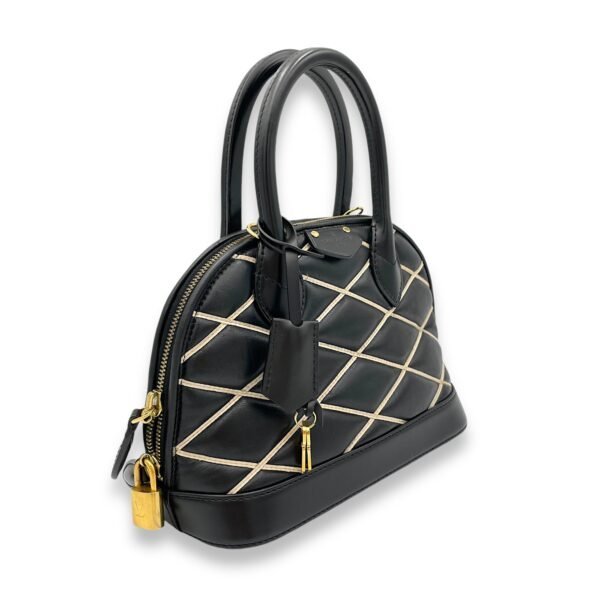 Alma BB Black Top Handle Bag in Calfskin, Gold hardware - Image 3