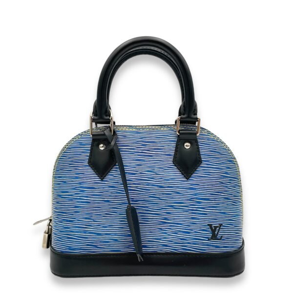 Alma BB Blue Top Handle Bag in Epi Leather, Silver hardware