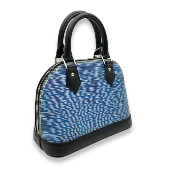 Alma BB Blue Top Handle Bag in Epi Leather, Silver hardware - Image 4