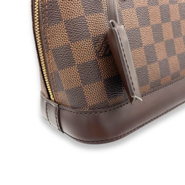 Alma BB Damier Ebene Top Handle Bag in Coated Canvas, Gold hardware - Image 10