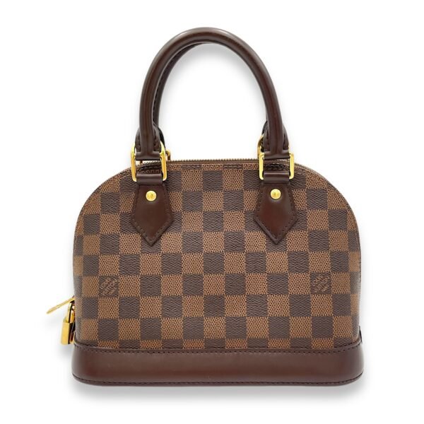 Alma BB Damier Ebene Top Handle Bag in Coated Canvas, Gold hardware - Image 2