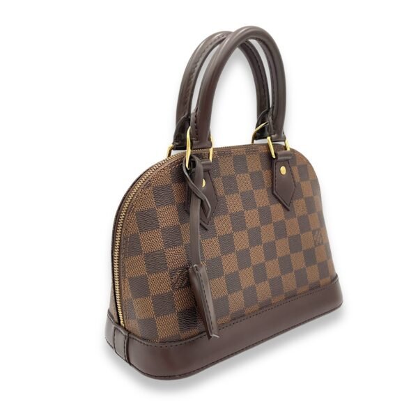 Alma BB Damier Ebene Top Handle Bag in Coated Canvas, Gold hardware - Image 3