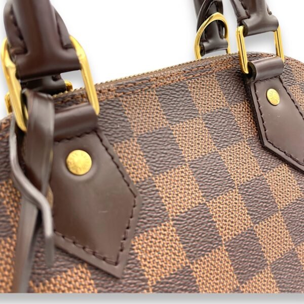 Alma BB Damier Ebene Top Handle Bag in Coated Canvas, Gold hardware - Image 6