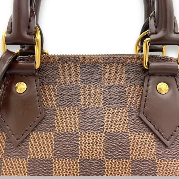 Alma BB Damier Ebene Top Handle Bag in Coated Canvas, Gold hardware - Image 7