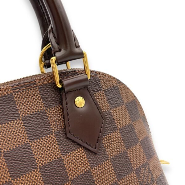 Alma BB Damier Ebene Top Handle Bag in Coated Canvas, Gold hardware - Image 9