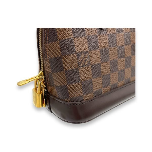 Alma BB Damier Ebene Top Handle Bag in Coated Canvas, Gold hardware - Image 10