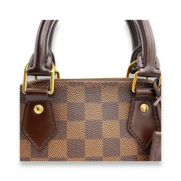Alma BB Damier Ebene Top Handle Bag in Coated Canvas, Gold hardware - Image 7